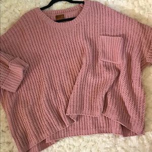 POL chunky knit oversized rose colored sweater